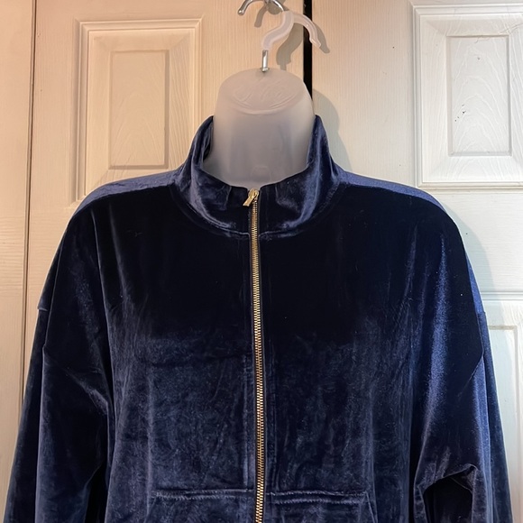 Fabletics Velour Wide Leg Zip Up Onesie Jumpsuit in Deep Navy New With Tags XXL - Picture 7 of 15